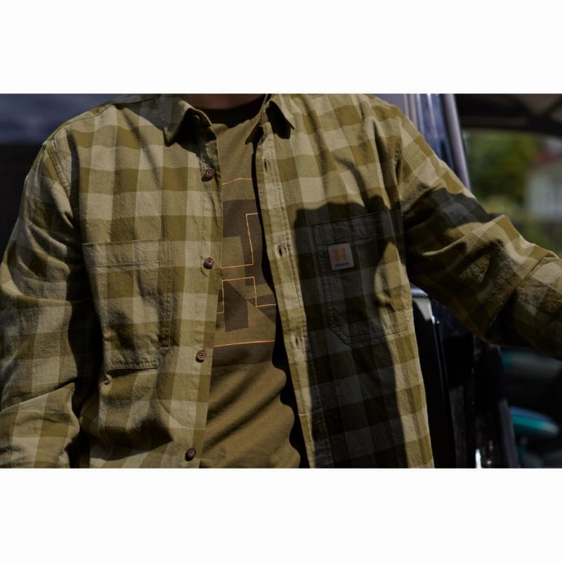 Harkila Scandinavian Long Sleeve Mens Shirt  - Dark Olive Check Biggest Savings Now Best Deal Alert