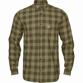 Special Price Today Harkila Scandinavian Long Sleeve Mens Shirt  - Dark Olive Check