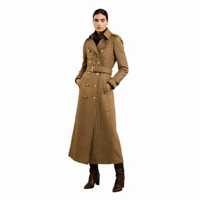 Holland Cooper Full Length Marlborough Ladies Tweed Trench Coat - Tawny Grab the Deal Now