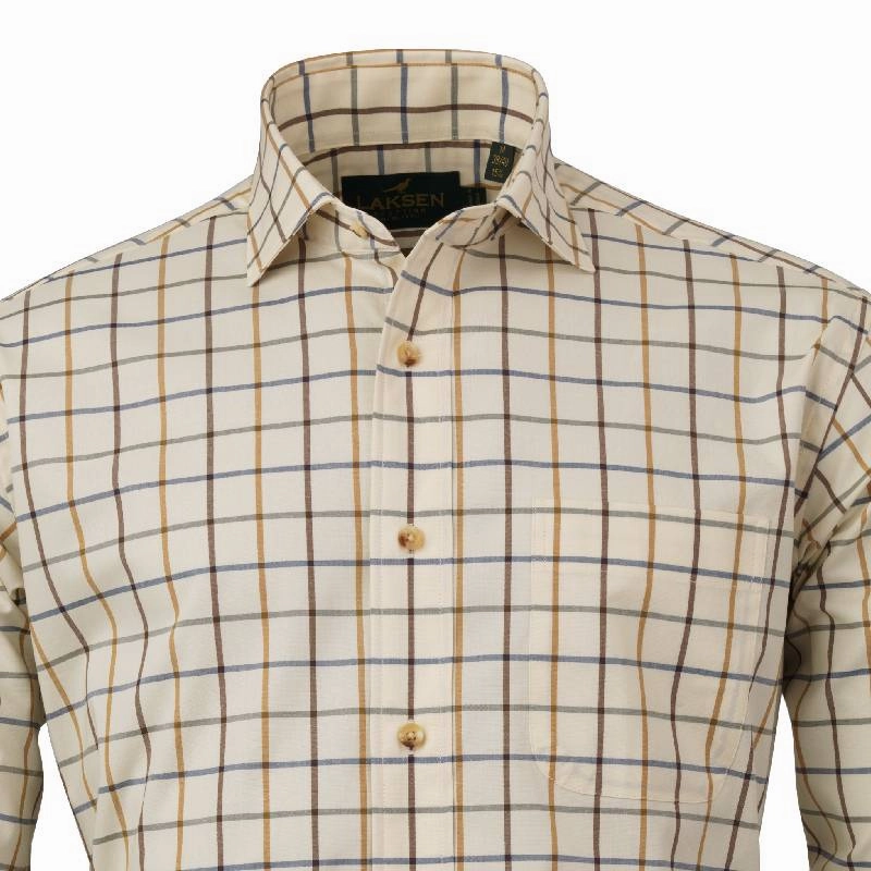 Laksen Alex Mens Shooting Shirt - Mustard/Brownie/Cornflower/Green Online Exclusive Offer Clearance Sale Now