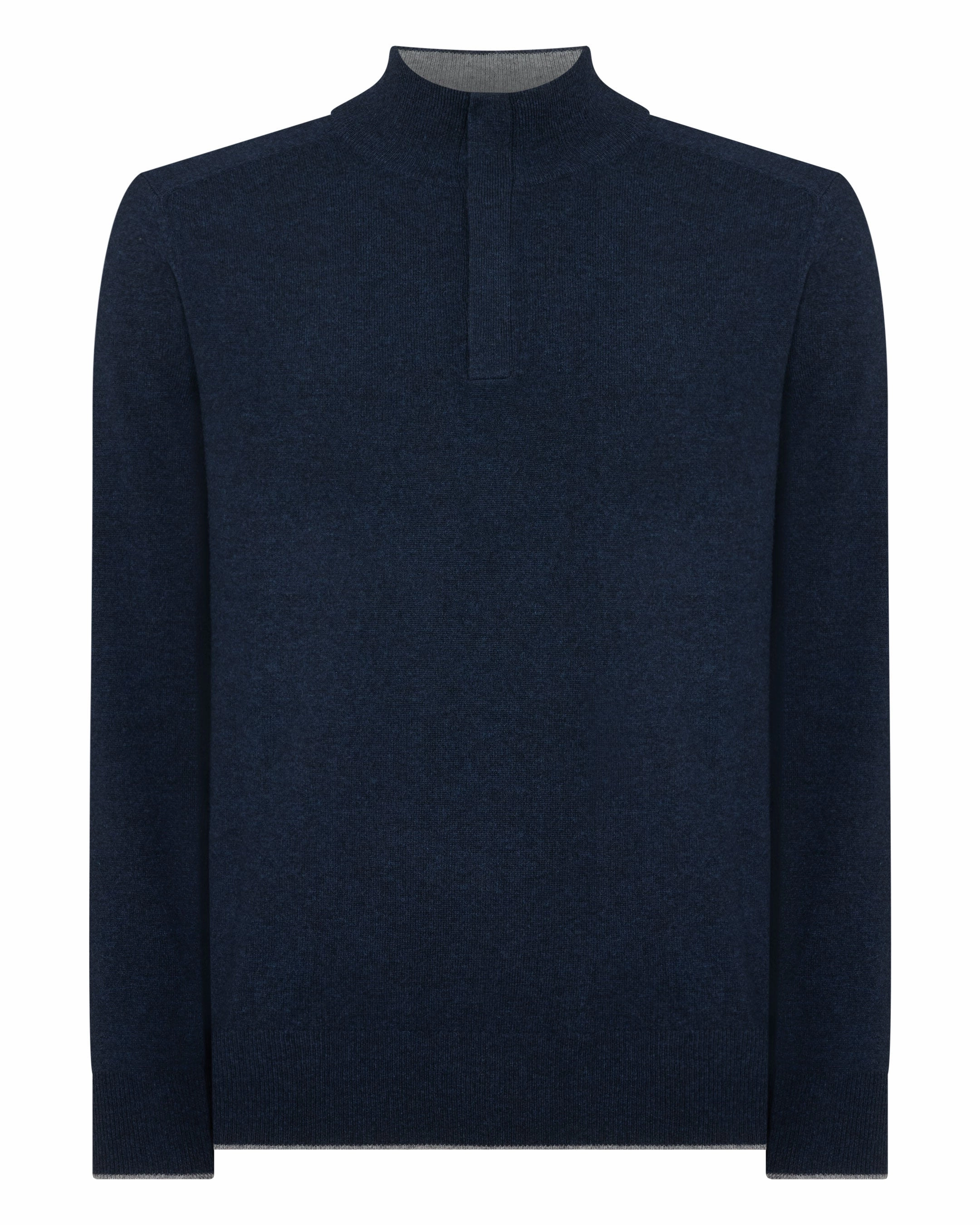 Men'S Half Button Cashmere Jumper Indigo Blue MustHave Gift Ideas