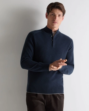 Men'S Half Button Cashmere Jumper Indigo Blue Shop Hot Picks Sale Ending Soon