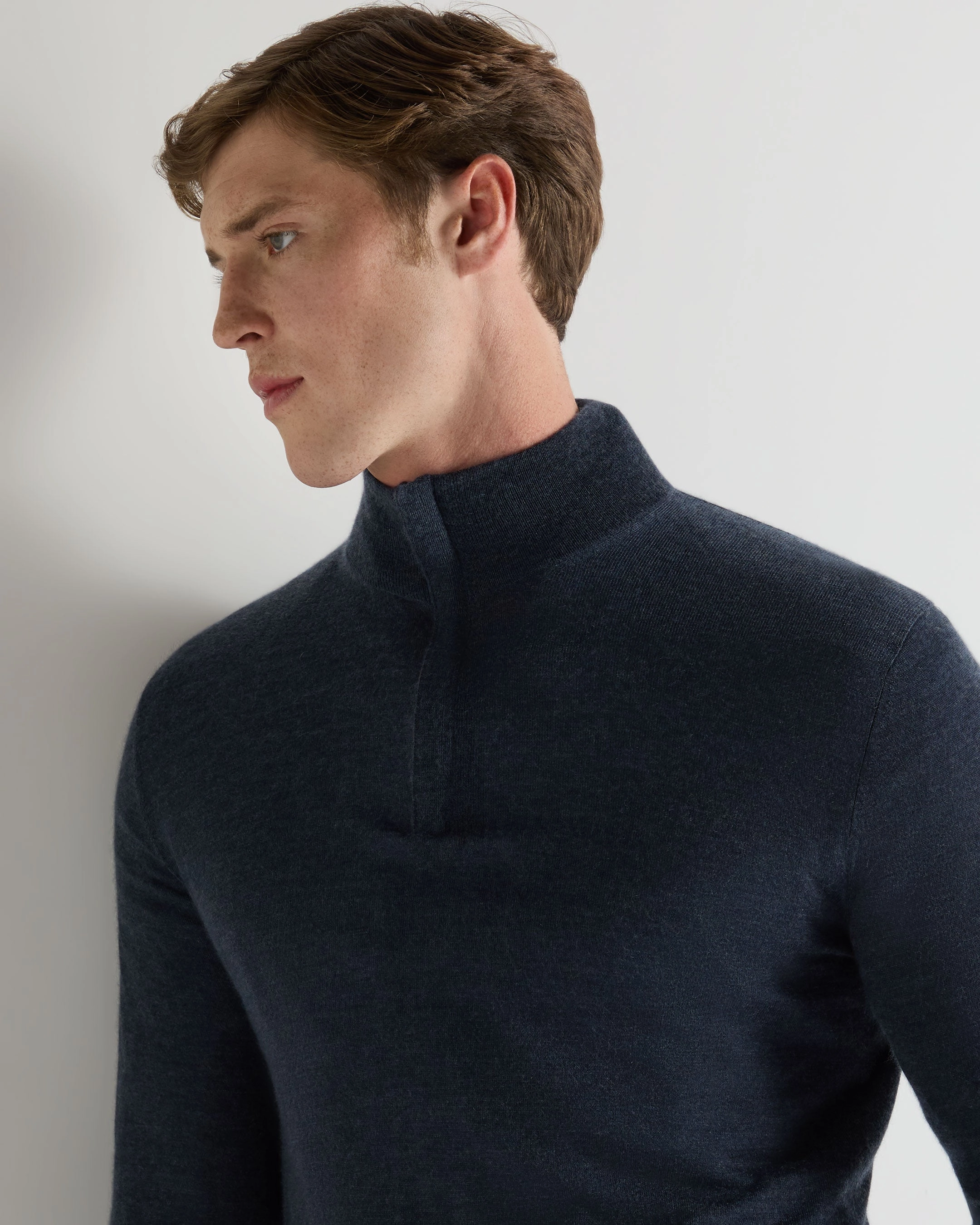 Mega Online Discount Todays Steal Men'S Regent Fine Gauge Cashmere Half Zip Jumper Indigo Blue