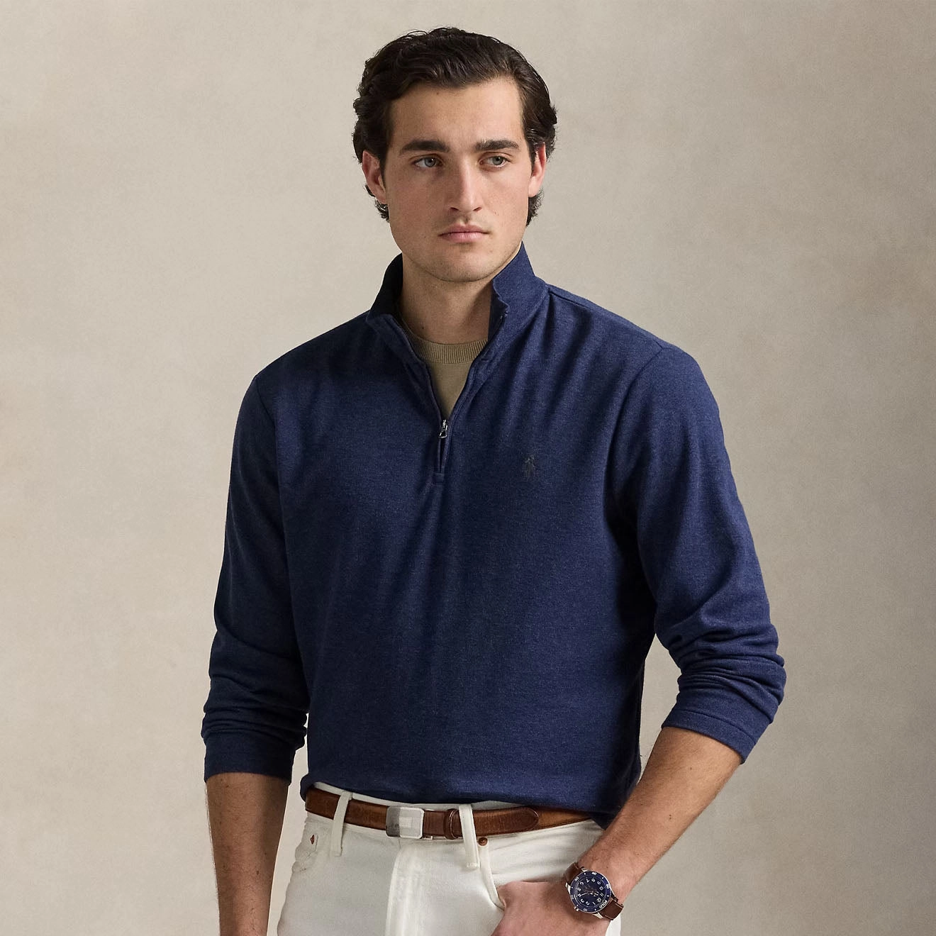 Best Price Today Polo Ralph Lauren Jacquard Quarter-Zip Pullover Spring Navy Heather