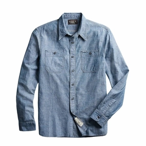 Hot Sale Alert Rrl By Ralph Lauren Cameron Workshirt Chambray L/S Rinse