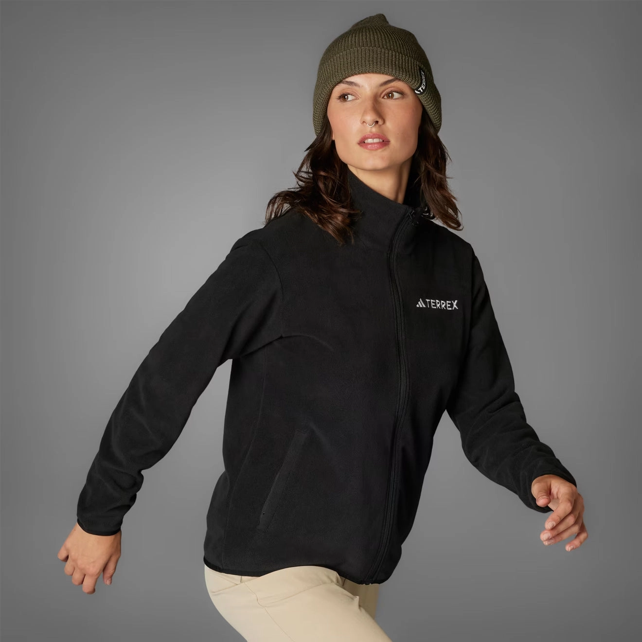 Instant Savings Deal Adidas Terrex Womens Multi Essentials Full-Zip Fleece Jacket Black