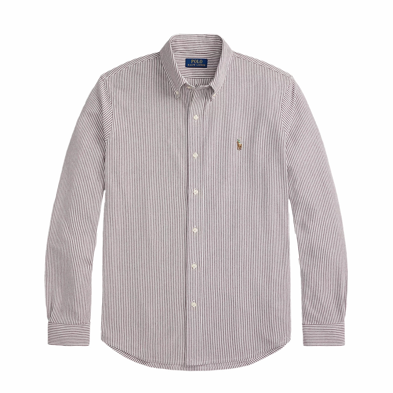 Polo Ralph Lauren Striped Knit Oxford Shirt Classic Wine / White Clearance Event Alert