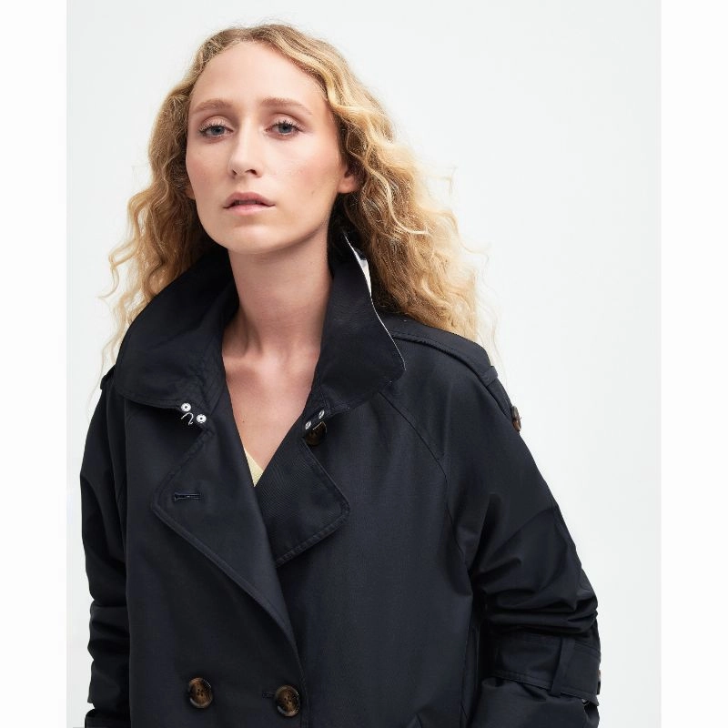 Barbour Annie Showerproof Ladies Jacket - Dark Navy/Primrose Hessian Hot Offer Ending Soon Hot Sale Today