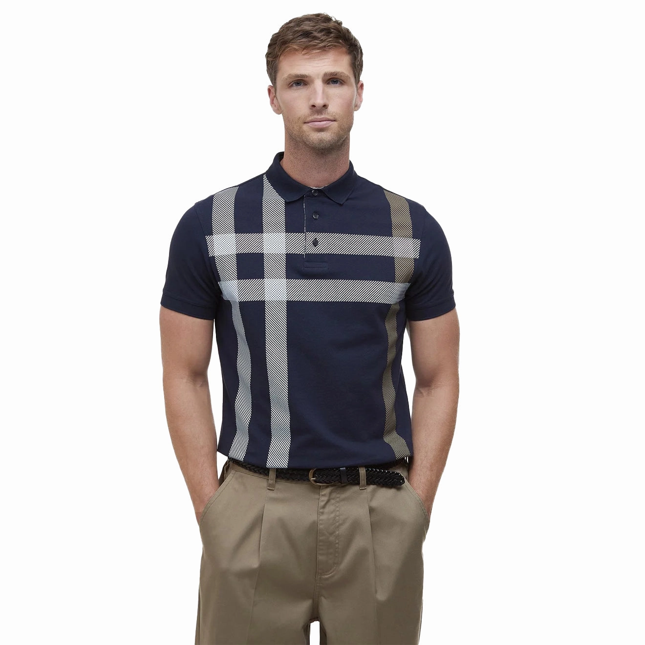 Barbour Blaine Polo Shirt Navy/Pine Hot Savings Alert