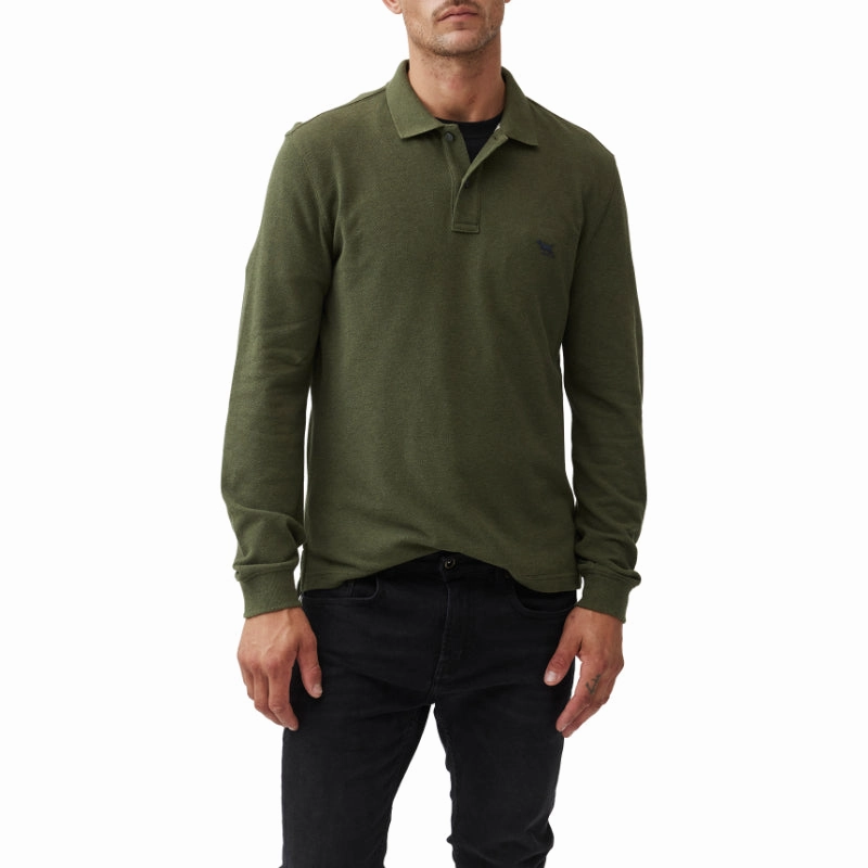 Rodd & Gunn Gunn Long Sleeve Mens Polo Shirt - Army Todays Special Savings Trendy Picks Today