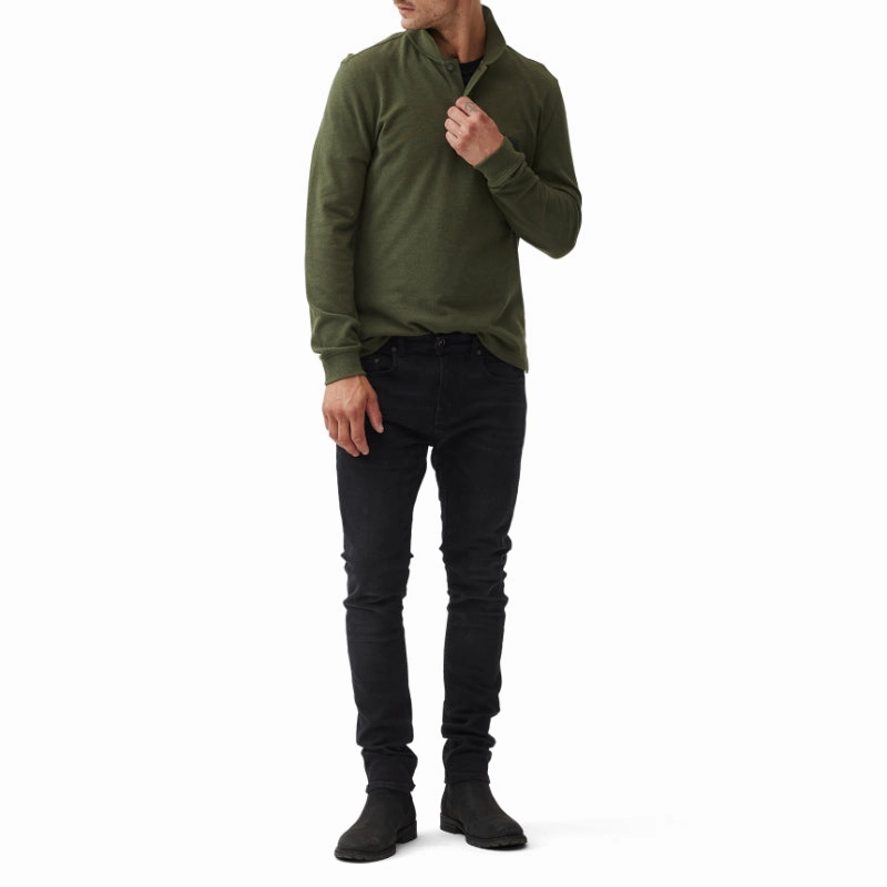 Rodd & Gunn Gunn Long Sleeve Mens Polo Shirt - Army Today Only Savings Gift Sale Event