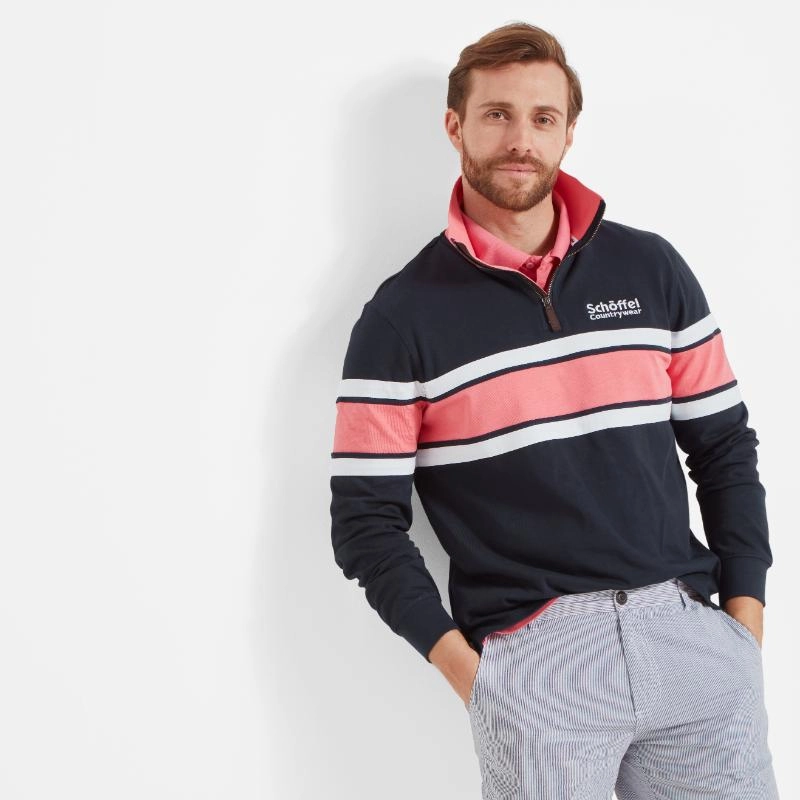 Schoffel Exmouth Heritage 1/4 Zip Jumper - Navy Dont Miss Todays Deal