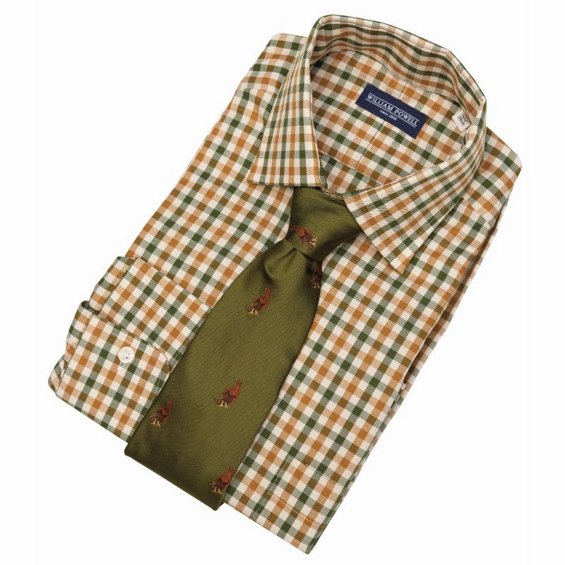 William Powell Cotton Grouse Mens Shooting Shirt -  Olive Grab the Deal Now