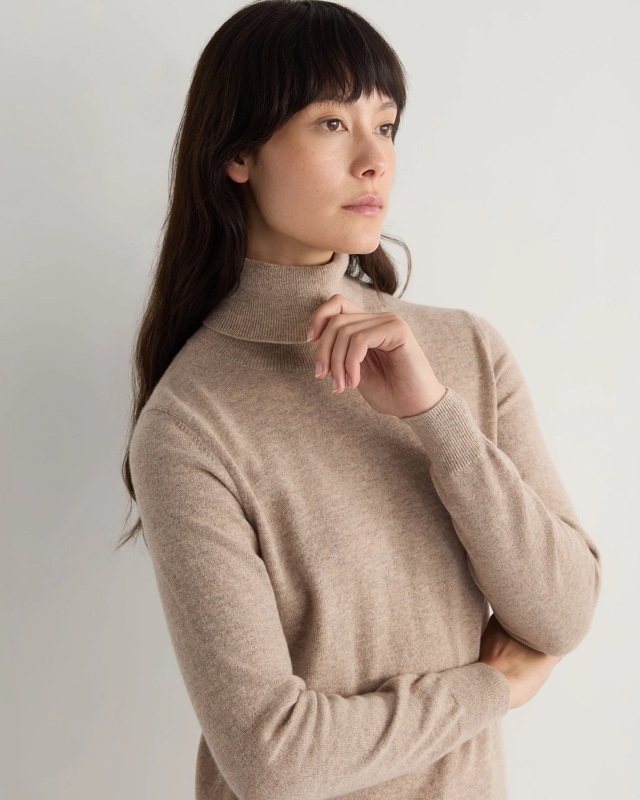 Shop Save Big Women'S Luna Roll Neck Cashmere Jumper Oatmeal Brown