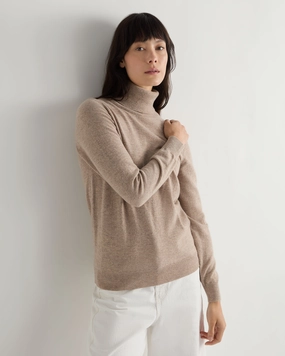 Trending Today Steal Women'S Luna Roll Neck Cashmere Jumper Oatmeal Brown