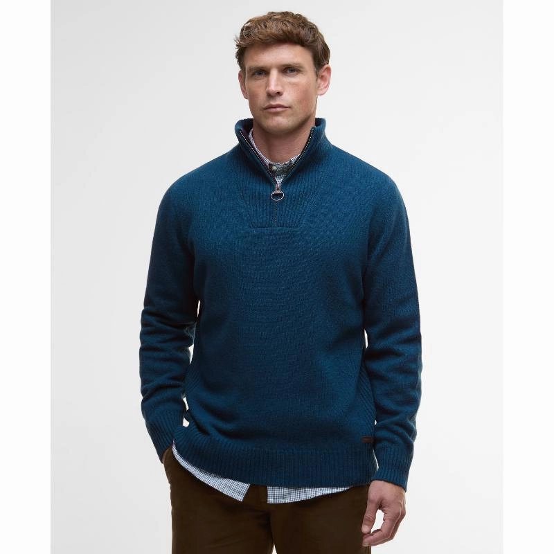 Barbour Nelson Essential Mens 1/4 Zip Jumper - Mallard Green Trending Hot Deal
