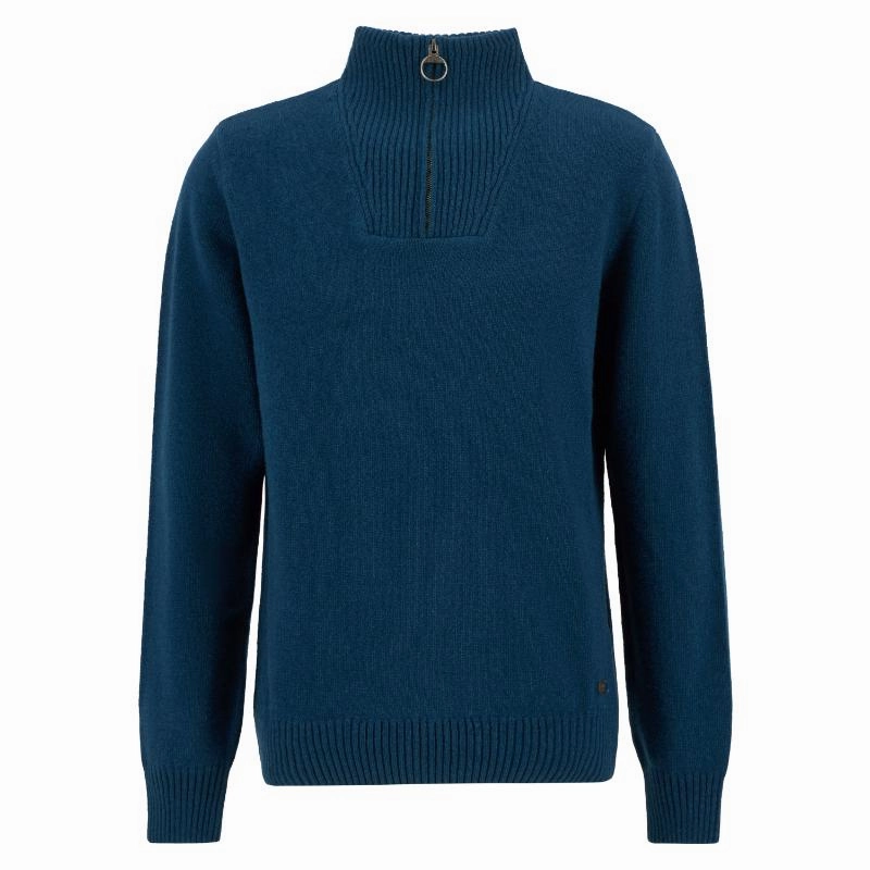 Barbour Nelson Essential Mens 1/4 Zip Jumper - Mallard Green Shop Save Today