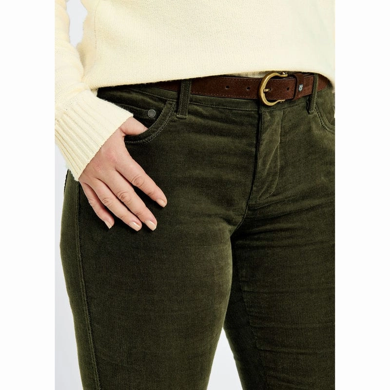 Dubarry Honeysuckle Ladies Stretch Pincord Jeans - Olive Grab It Before Gone