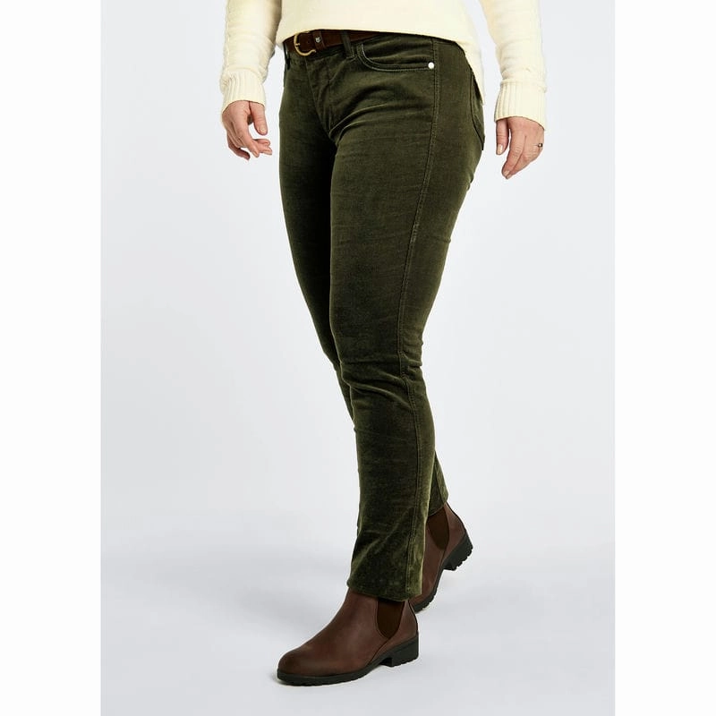 Dont Miss This Steal Big Sale Today Dubarry Honeysuckle Ladies Stretch Pincord Jeans - Olive