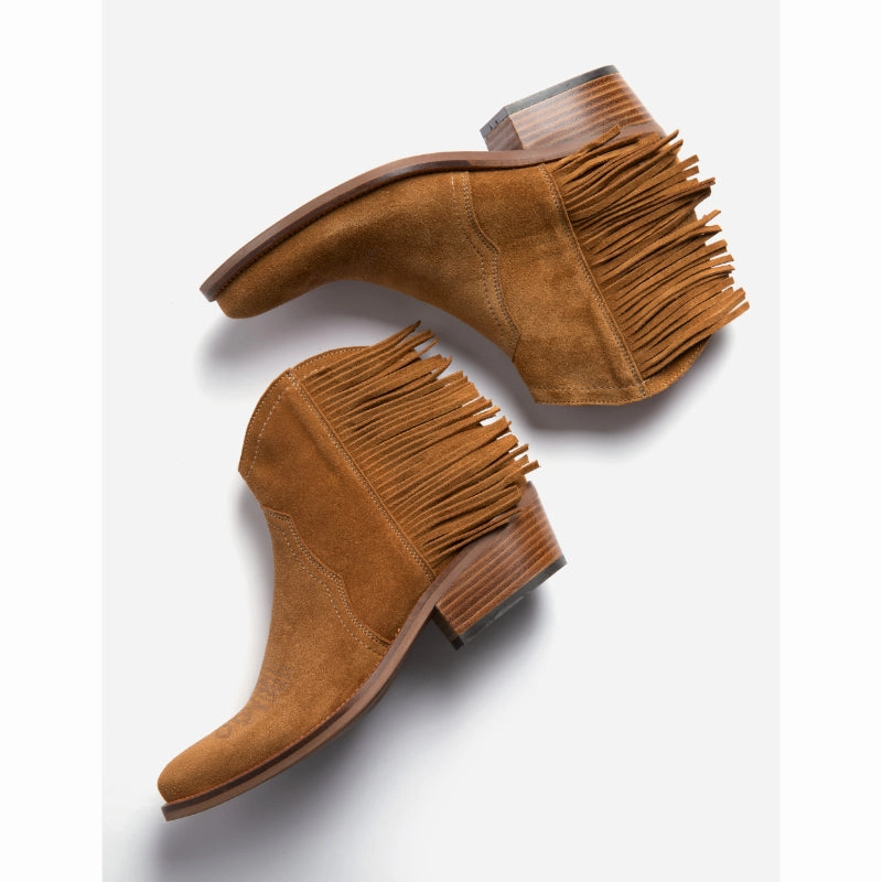 Dont Miss Out Penelope Chilvers Betty Fringe Ladies Suede Boot - Tan