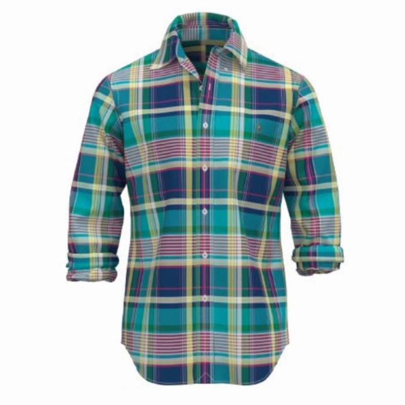 Polo Ralph Lauren Custom Fit Check Shirt Blue / Green Multi Special Price Offer Price Drop Today