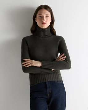 Women'S Hazel Chunky Roll Neck Cashmere Jumper Arabica Khaki Green Price Slash Today Shop Hot Picks
