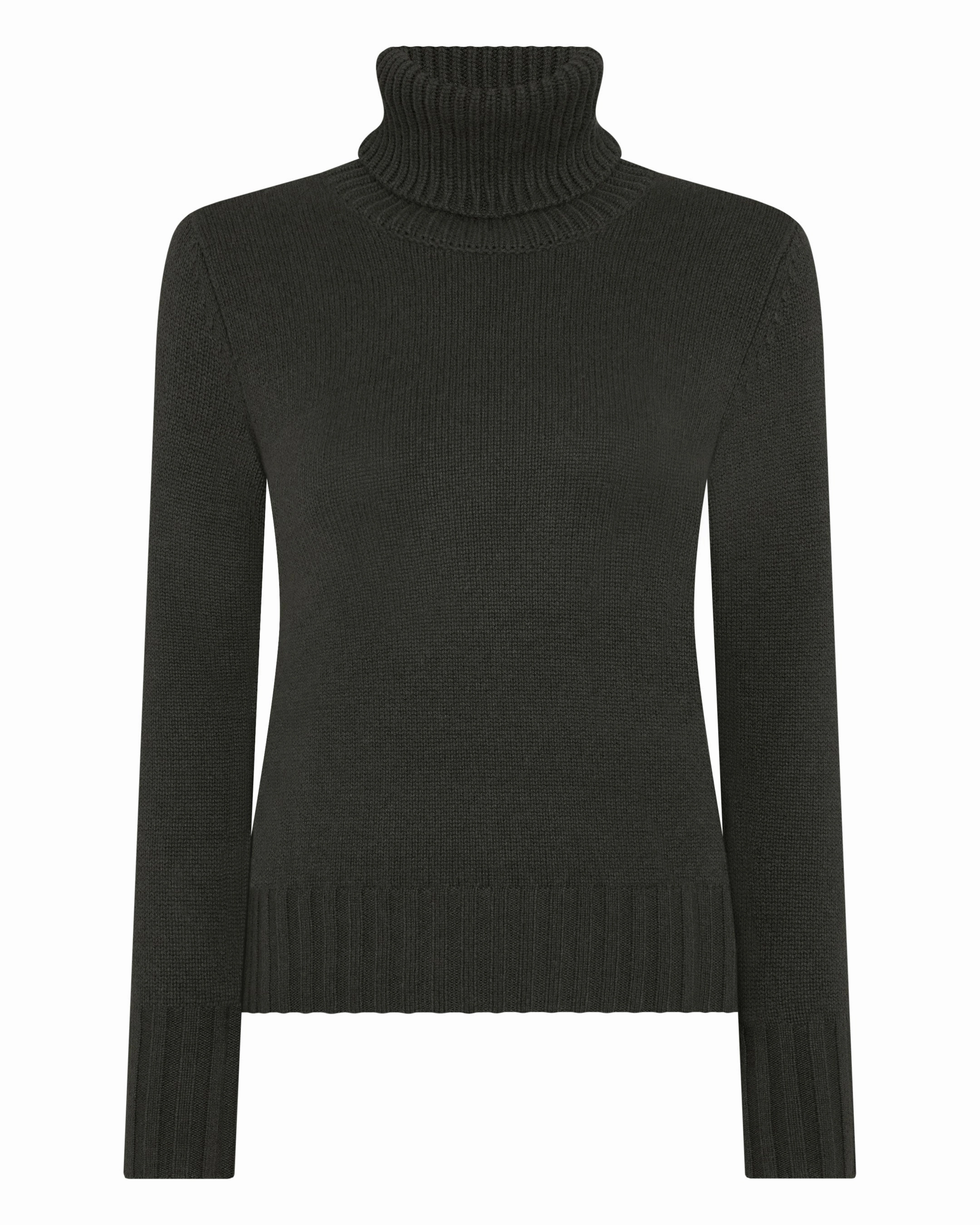 Women'S Hazel Chunky Roll Neck Cashmere Jumper Arabica Khaki Green Dont Miss This Deal