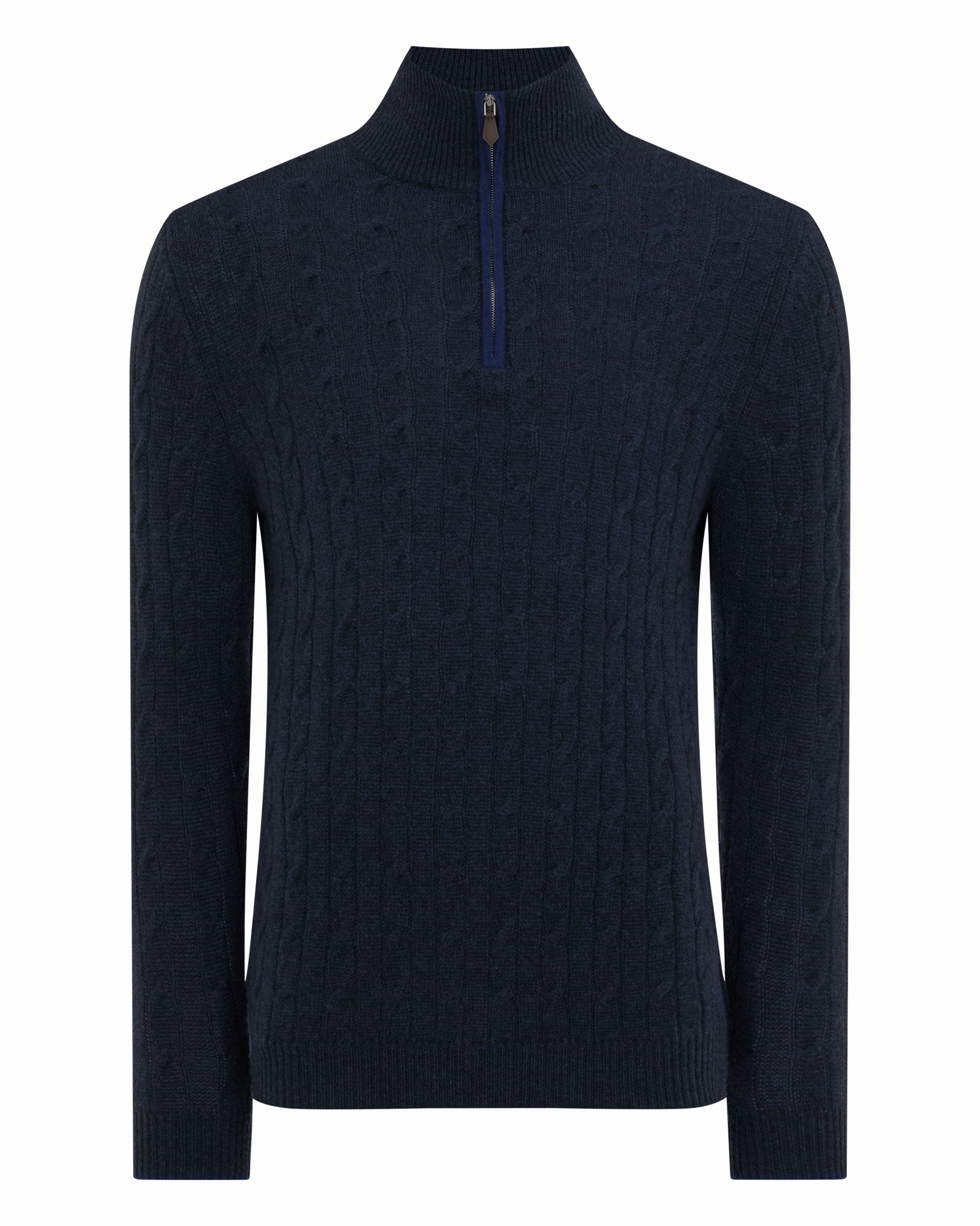 Men'S Albemarle Cable Half Zip Cashmere Jumper Indigo Blue Shop Grab Now Weekend Flash Offer