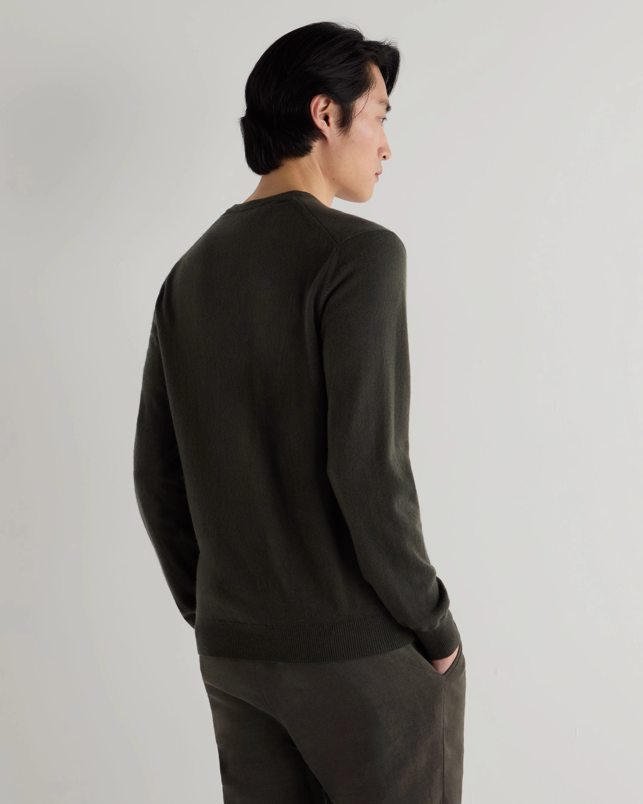 Men'S Burlington V Neck Cashmere Jumper Arabica Khaki Green Shop Save Big Flash Deal Alert