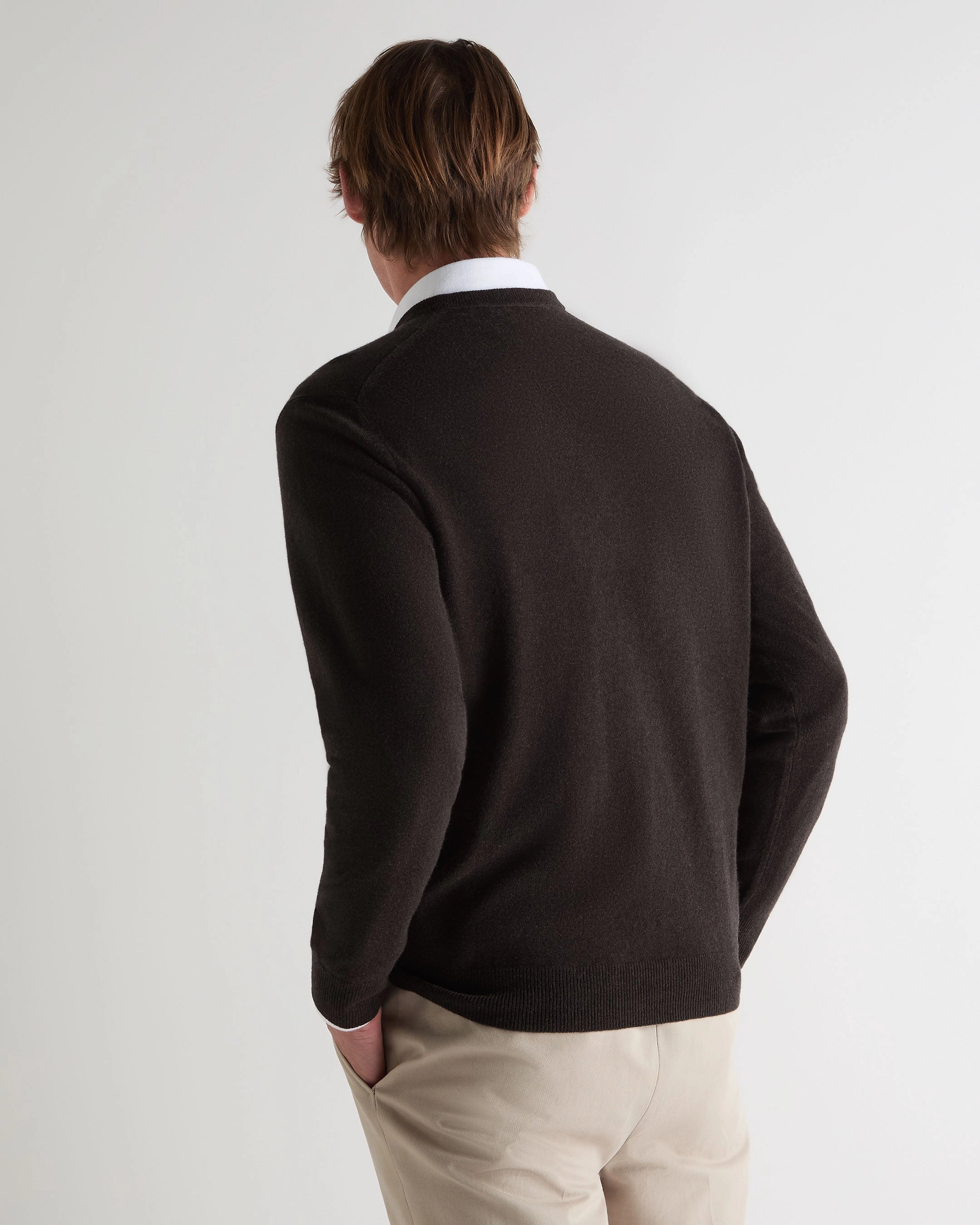 Men'S Burlington V Neck Cashmere Jumper Chocolate Brown Flash Deal Today Hot Sale Today