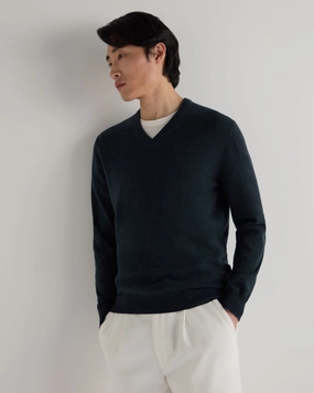 Perfect Gift Offer Men'S Burlington V Neck Cashmere Jumper Indigo Blue
