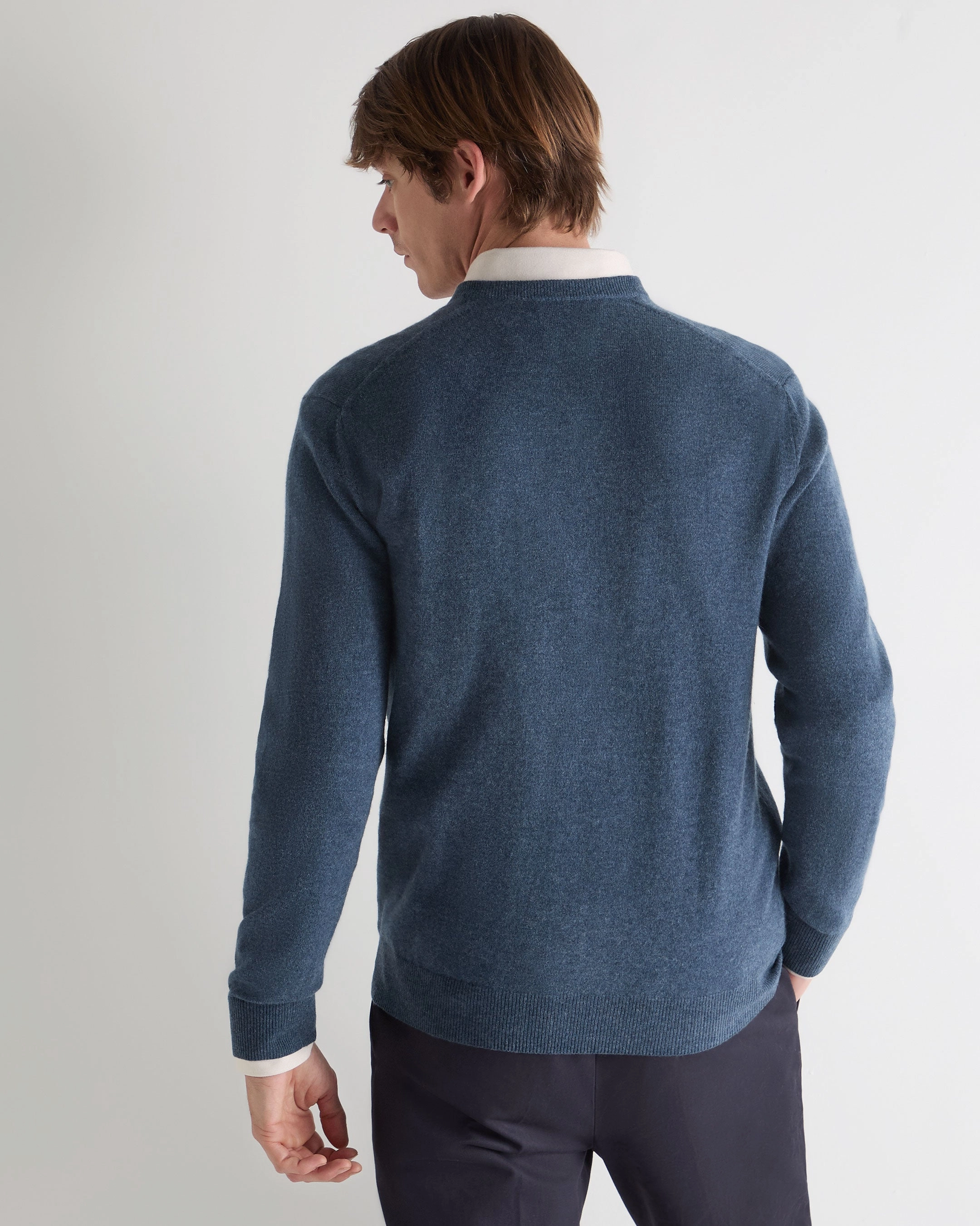 Hot Pick Sale Shop the Savings Men'S Burlington V Neck Cashmere Jumper Light Denim Blue