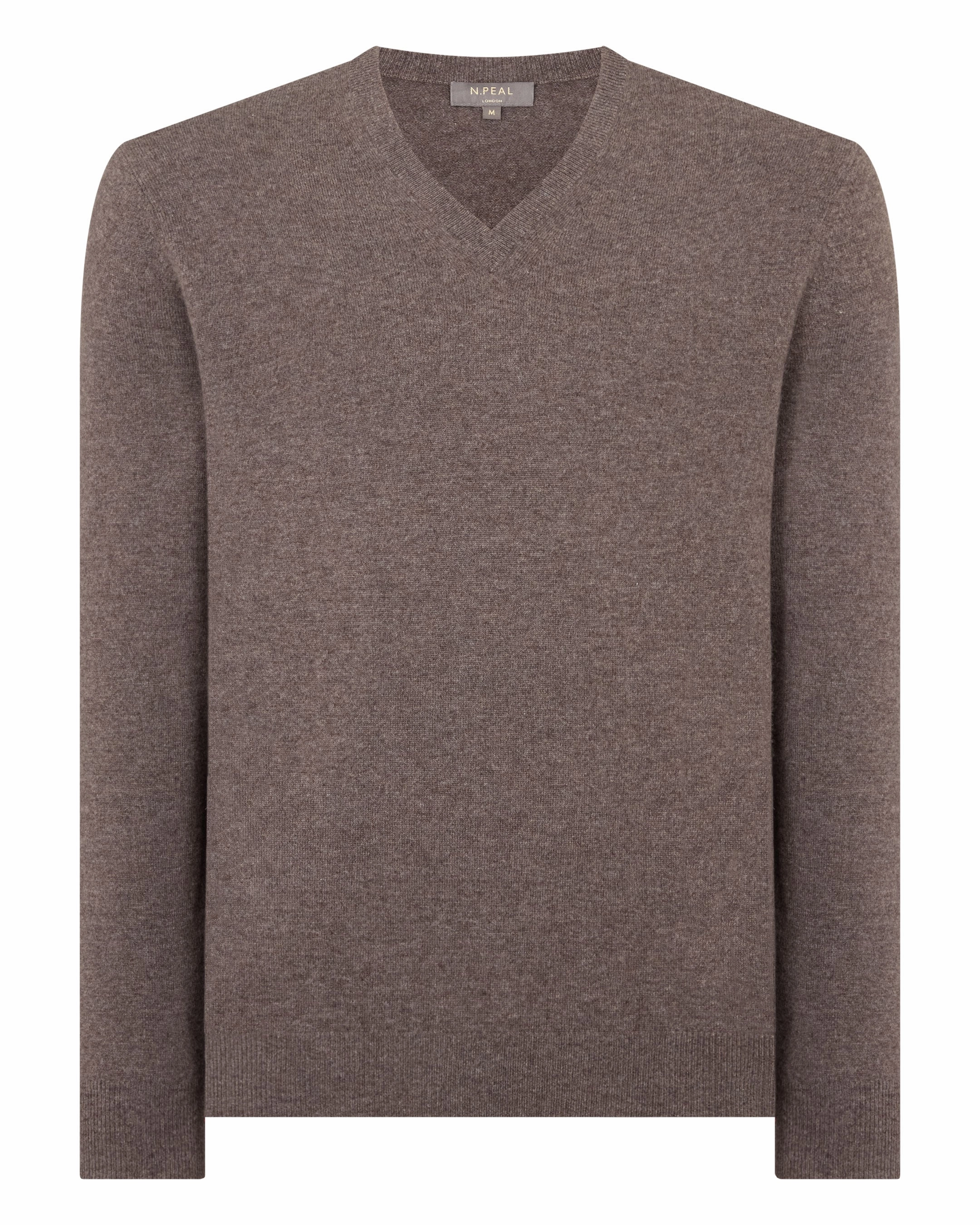 Men'S Burlington V Neck Cashmere Jumper Otter Brown MustHave Clearance