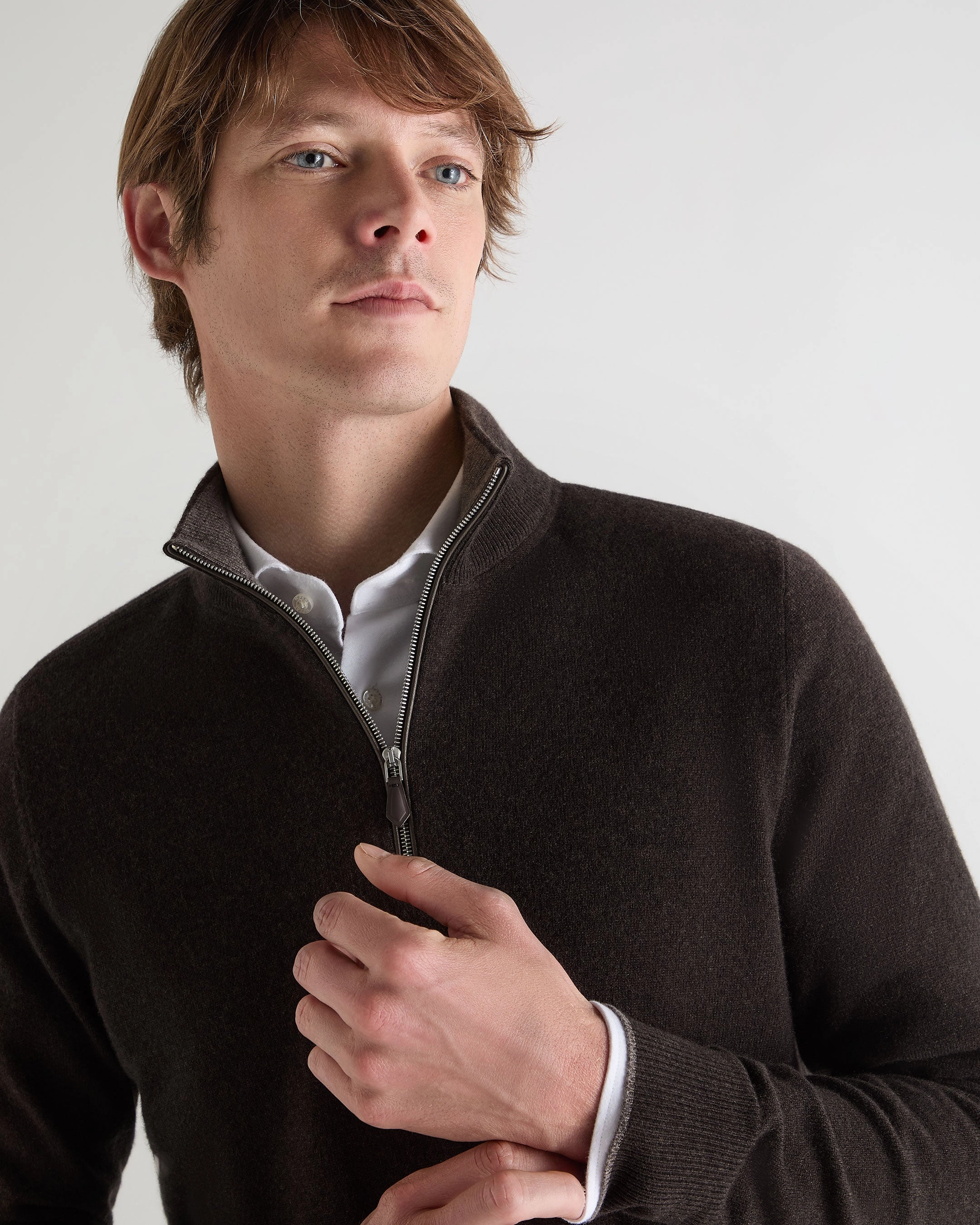 Men'S Carnaby Half Zip Cashmere Jumper Chocolate Brown Hot Clearance Now Save Today Event