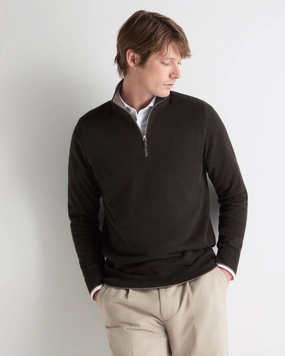 Men'S Carnaby Half Zip Cashmere Jumper Chocolate Brown Clearance Event Alert