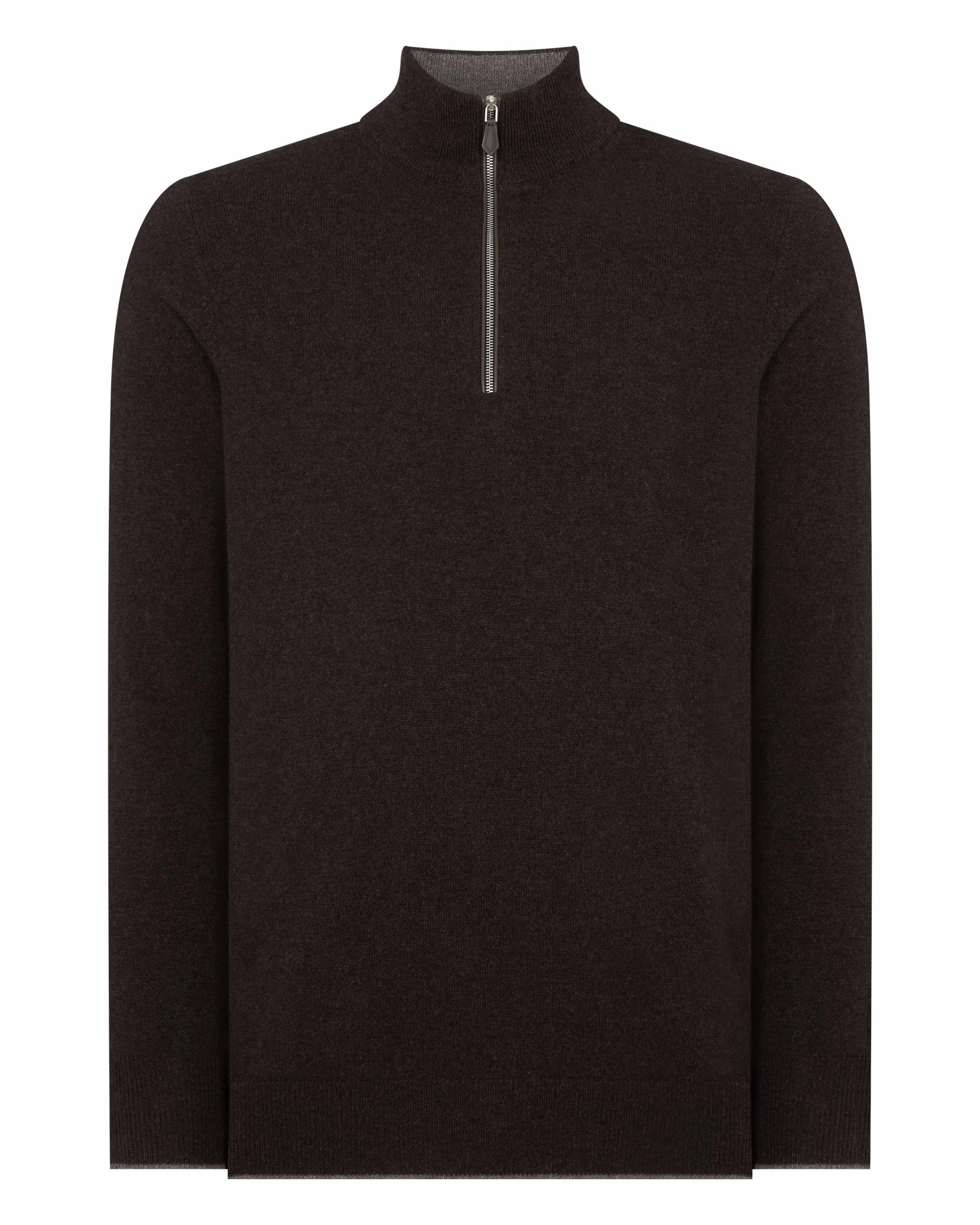 Grab Todays Deal Men'S Carnaby Half Zip Cashmere Jumper Chocolate Brown