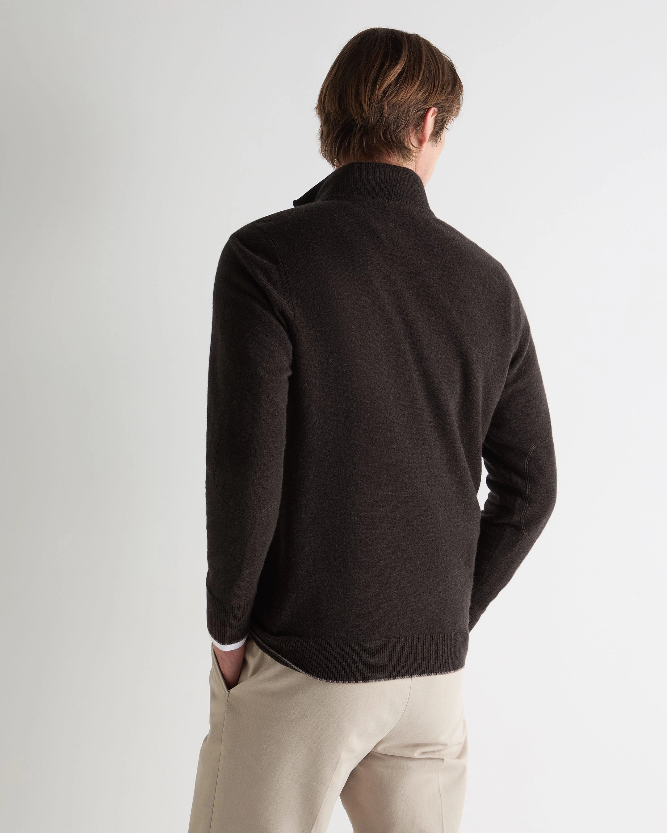 Men'S Carnaby Half Zip Cashmere Jumper Chocolate Brown Shop the Best Deals