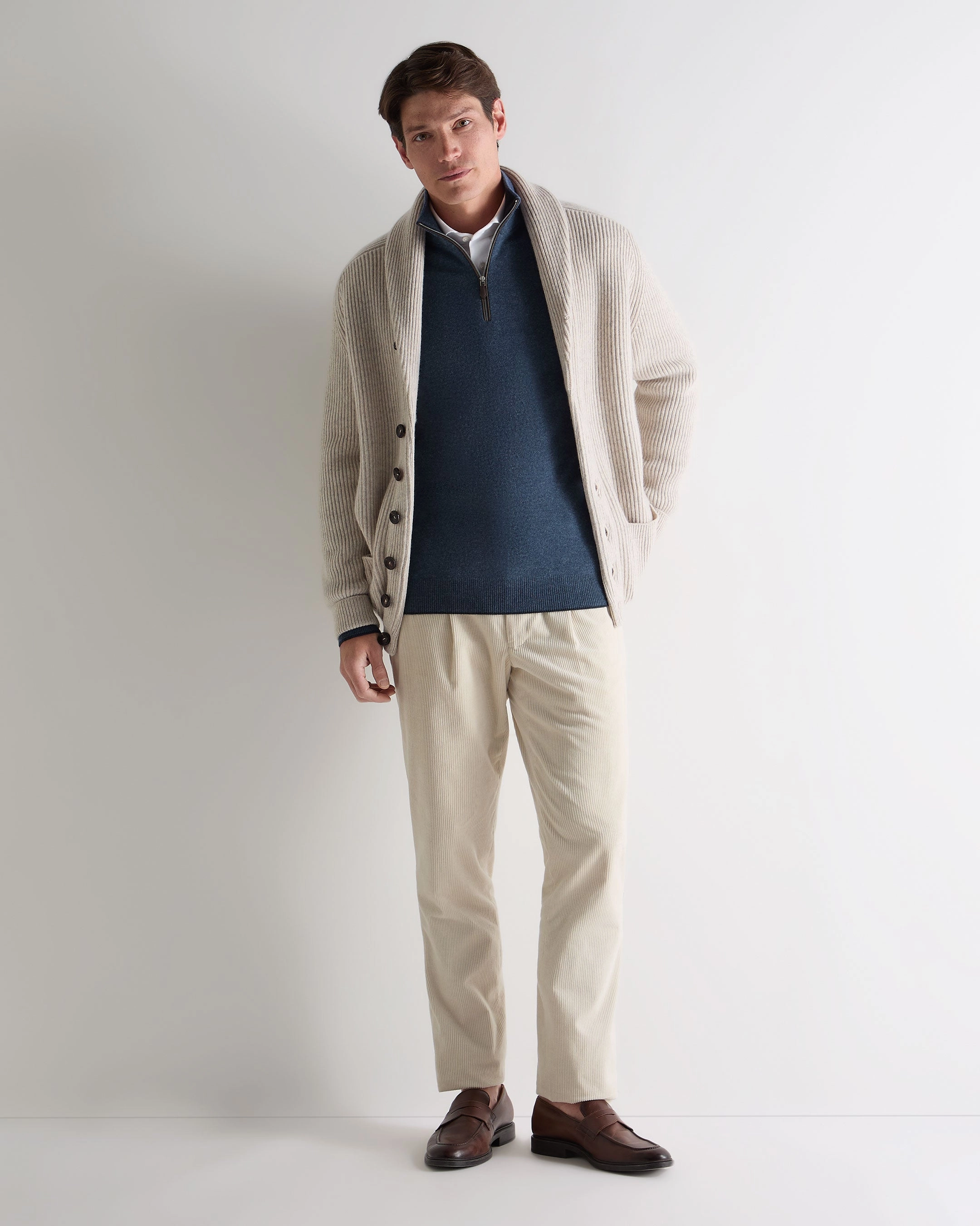 MustHave Gift Ideas Men'S Carnaby Half Zip Cashmere Jumper Light Denim Blue