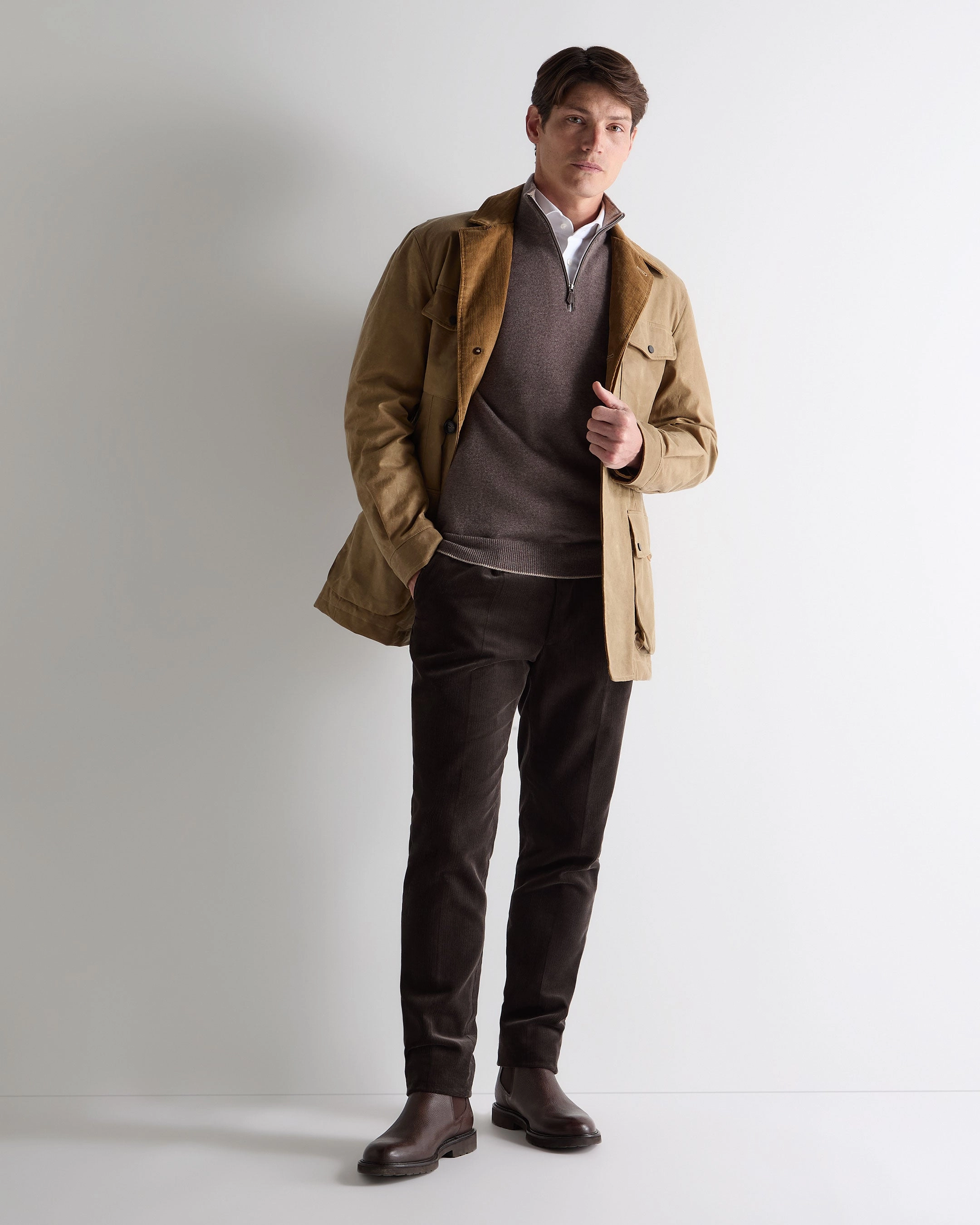 Todays Hot Savings Men'S Carnaby Half Zip Cashmere Jumper Otter Brown