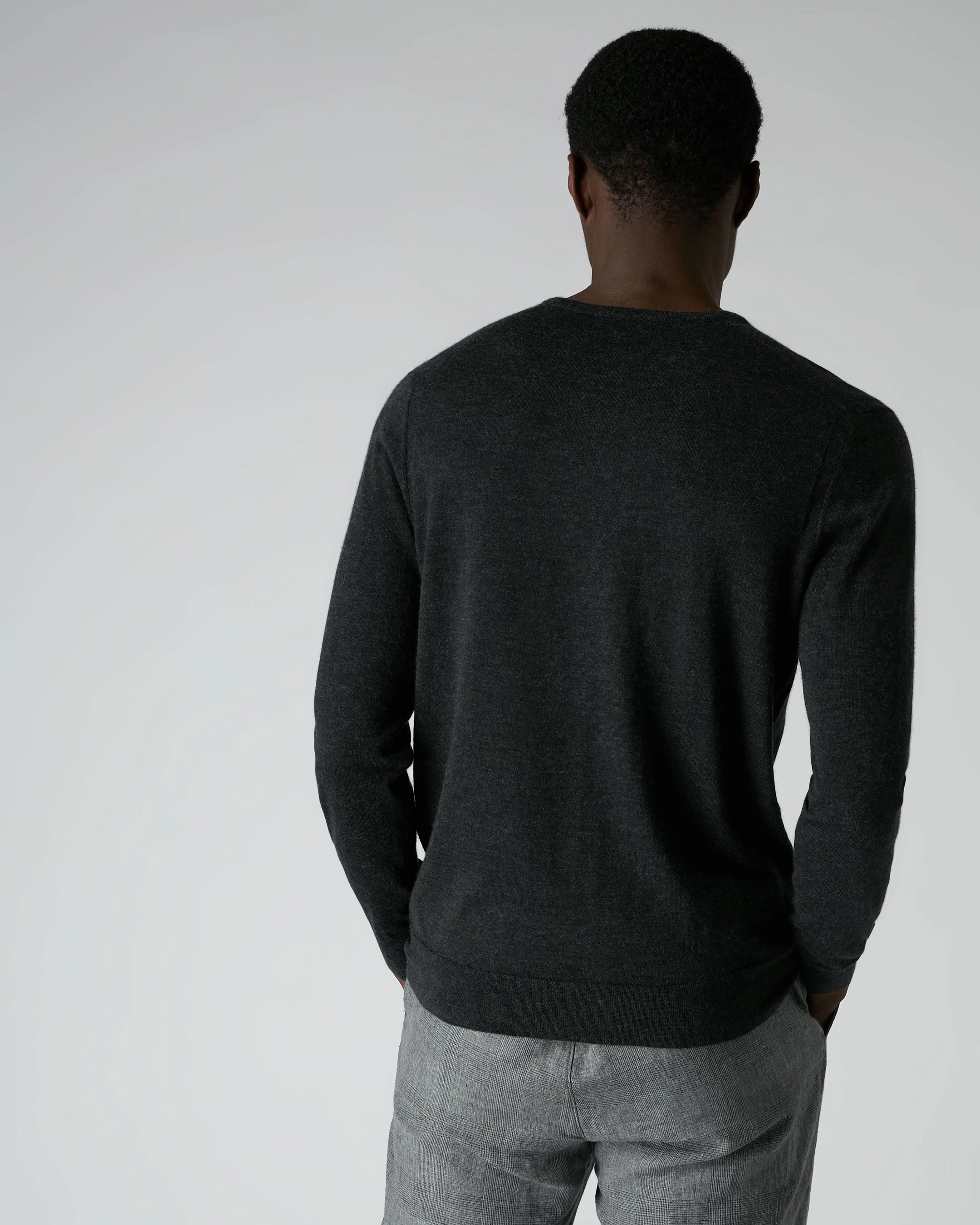 Men'S Conduit Fine Gauge Cashmere V Neck Jumper Dark Charcoal Grey Grab It Now Limited Time Hot Deal