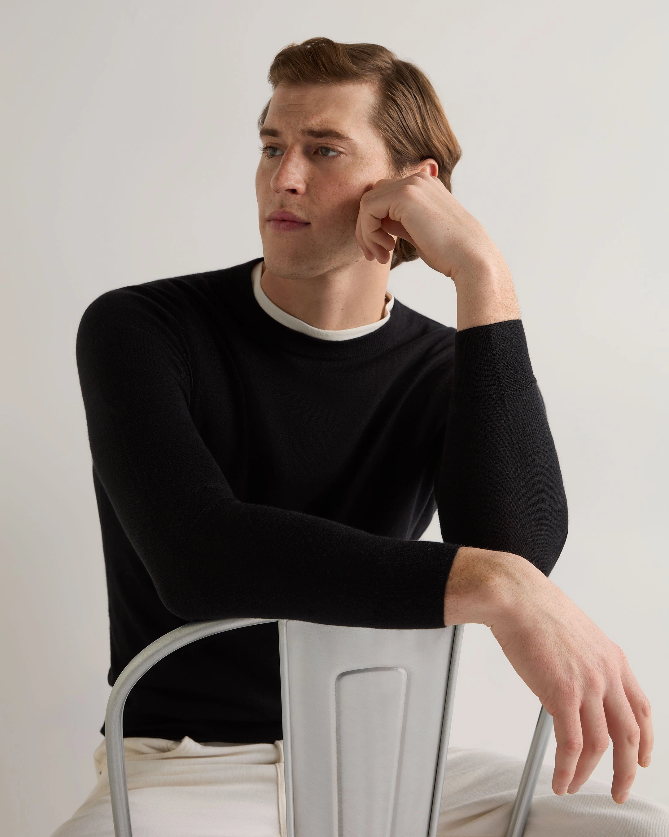 Limited Time Hot Deal Price Slash Today Men'S Covent Fine Gauge Cashmere Round Neck Jumper Black