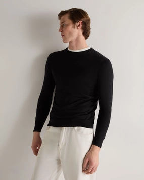 Men'S Covent Fine Gauge Cashmere Round Neck Jumper Black Instant Savings Deal