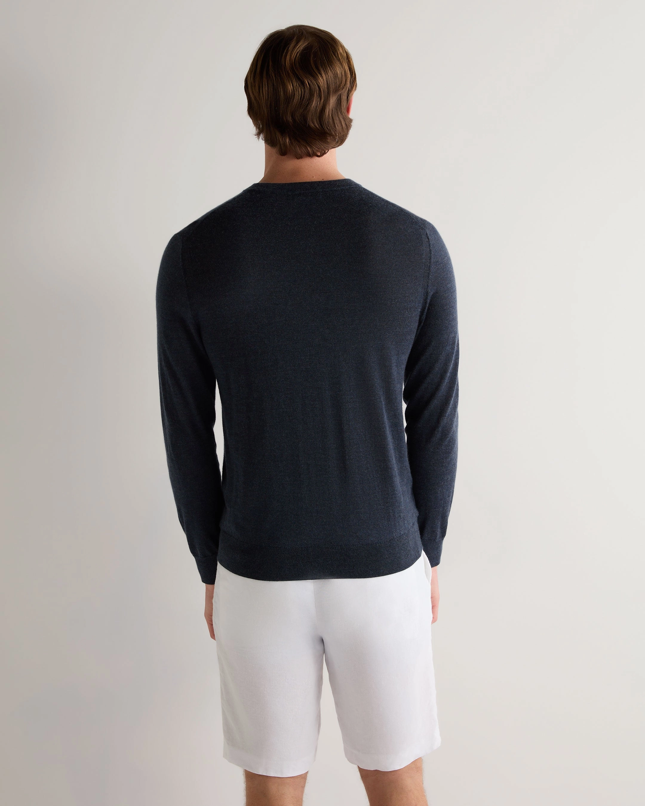 Instant Savings Deal Men'S Covent Fine Gauge Cashmere Round Neck Jumper Indigo Blue