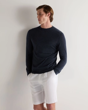 Big Savings Event EndofWeek Deals Men'S Covent Fine Gauge Cashmere Round Neck Jumper Indigo Blue