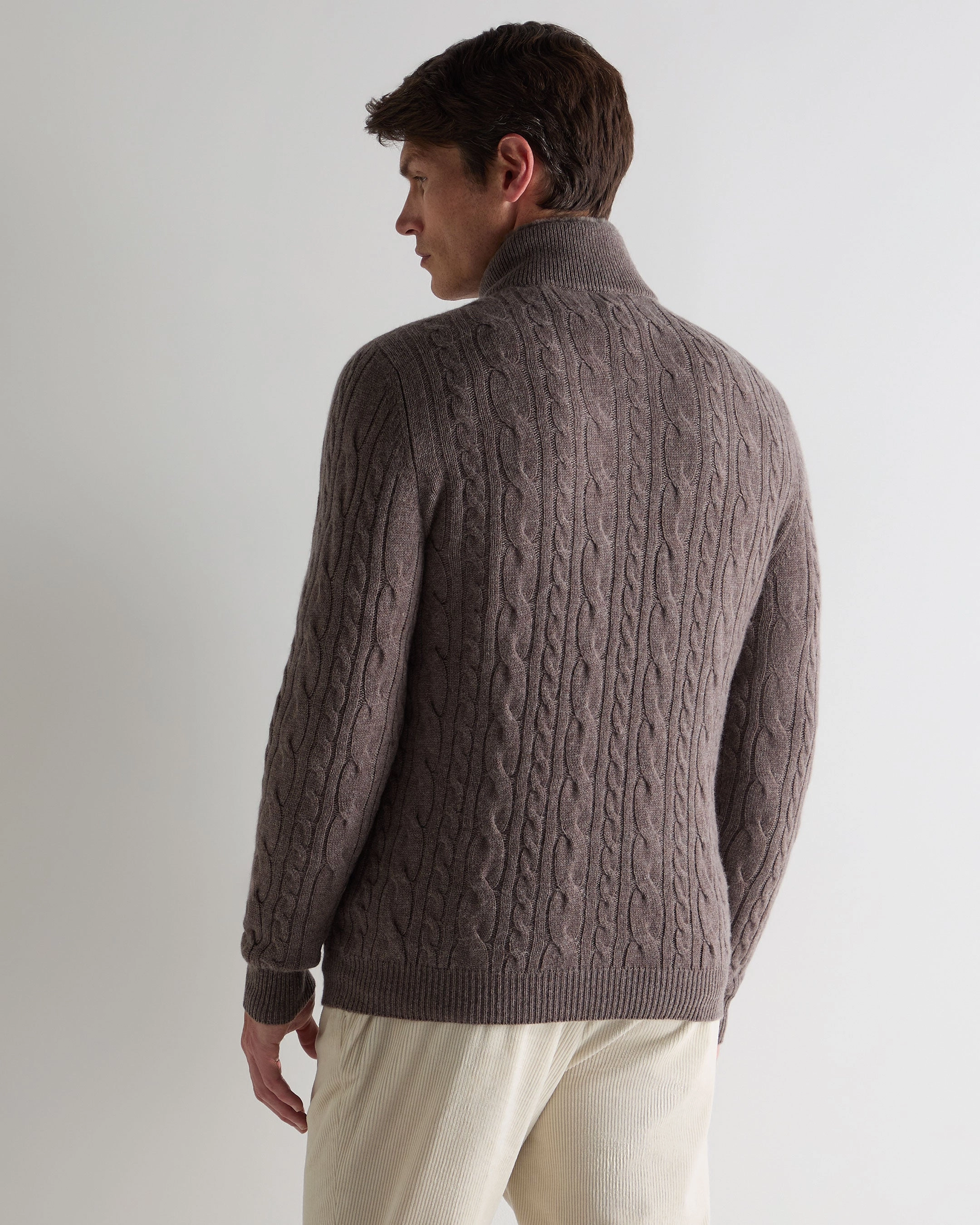 Men'S Fur Trim Half Zip Cashmere Jumper Otter Brown Deal of the Day MustHave Deals