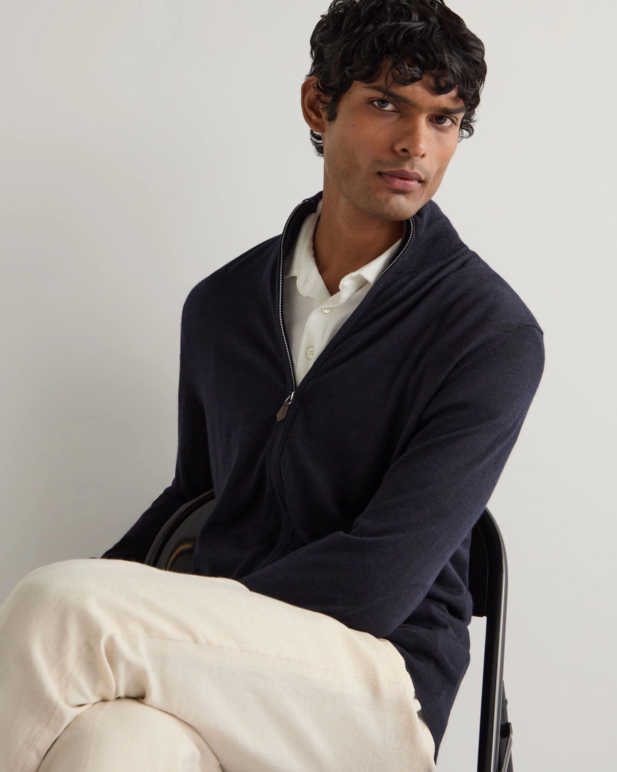 Men'S Hyde Fine Gauge Cashmere Full Zip Jumper Indigo Blue Special Price Offer Shop Todays Picks