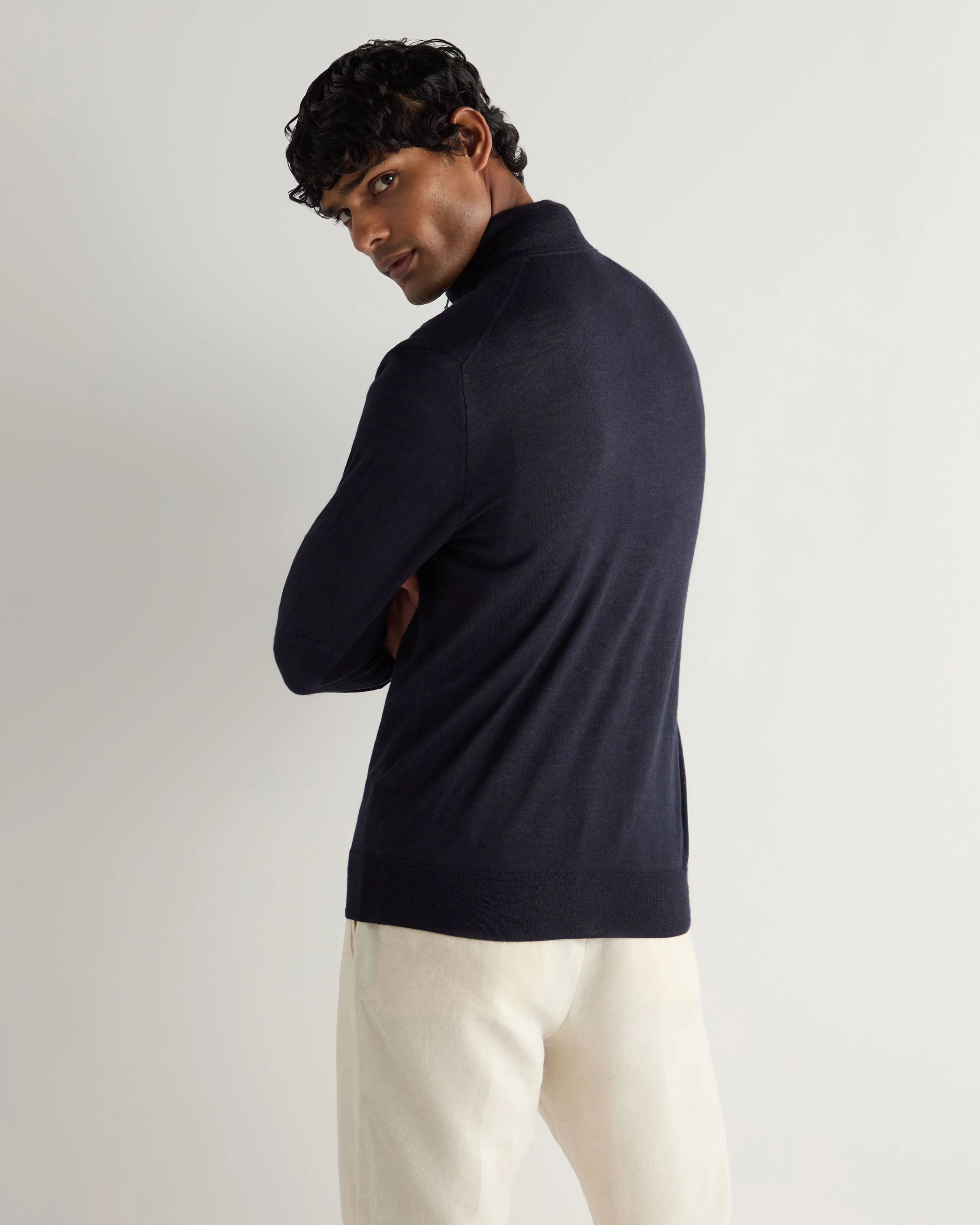 Dont Miss Todays Deal Men'S Hyde Fine Gauge Cashmere Full Zip Jumper Navy Blue