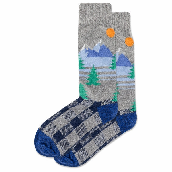 Trending Hot Deal Shop Grab Offer Men'S Mountain Scene Boot  Crew Sock