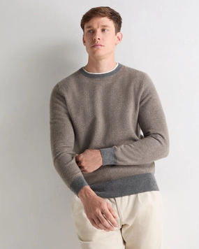 Men'S Oxford Herringbone Round Neck Cashmere Jumper Smoky Herringbone Grey Dont Miss This Offer Exclusive Deal Inside
