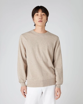 Flash Sale Alert Now Online Exclusive Steal Men'S Oxford Round Neck Cashmere Jumper Oatmeal Brown